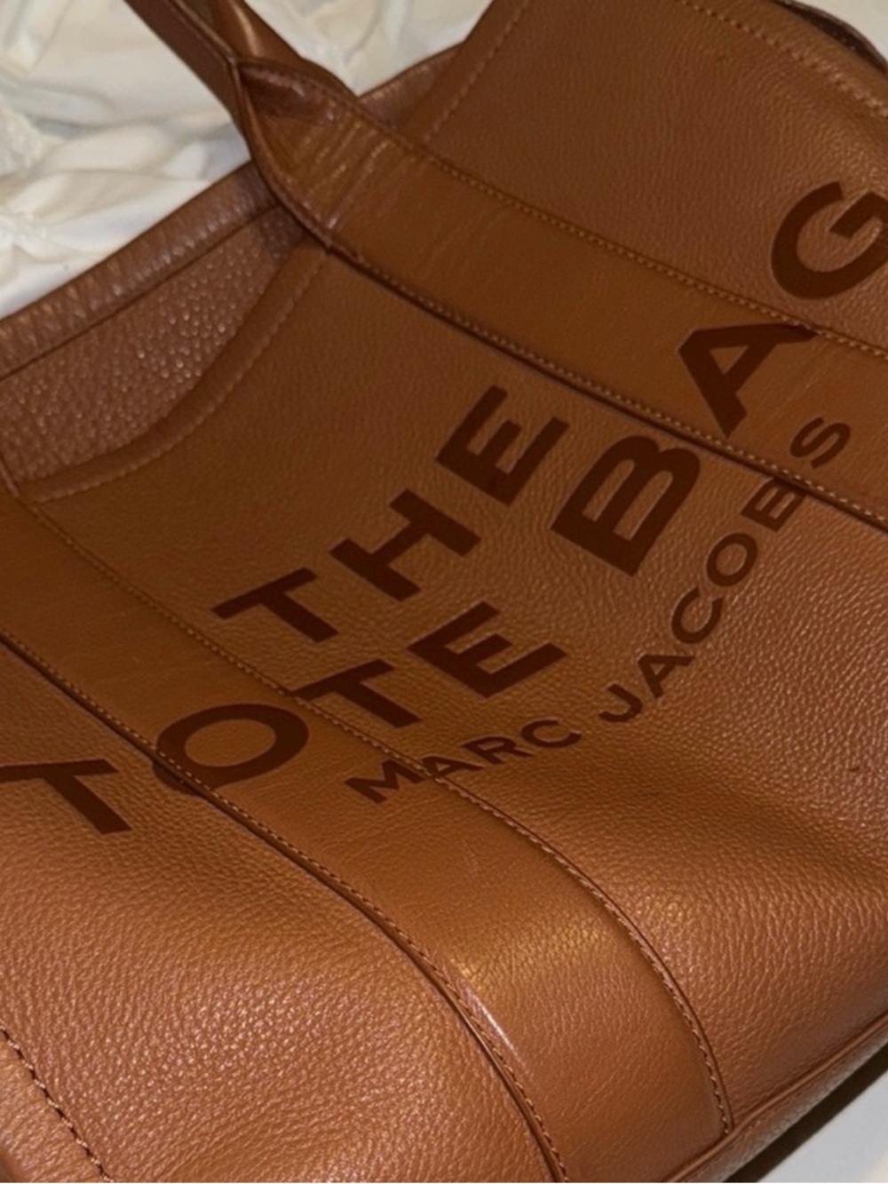 Marc Jacobs Tan Leather Tote with Logo Patch